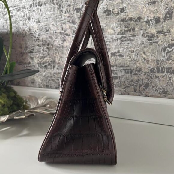 $7.5K LAMBERTSON TRUEX TIFFANY BROWN CROCODILE BOXCAR PURSE BAG - Picture 4 of 11